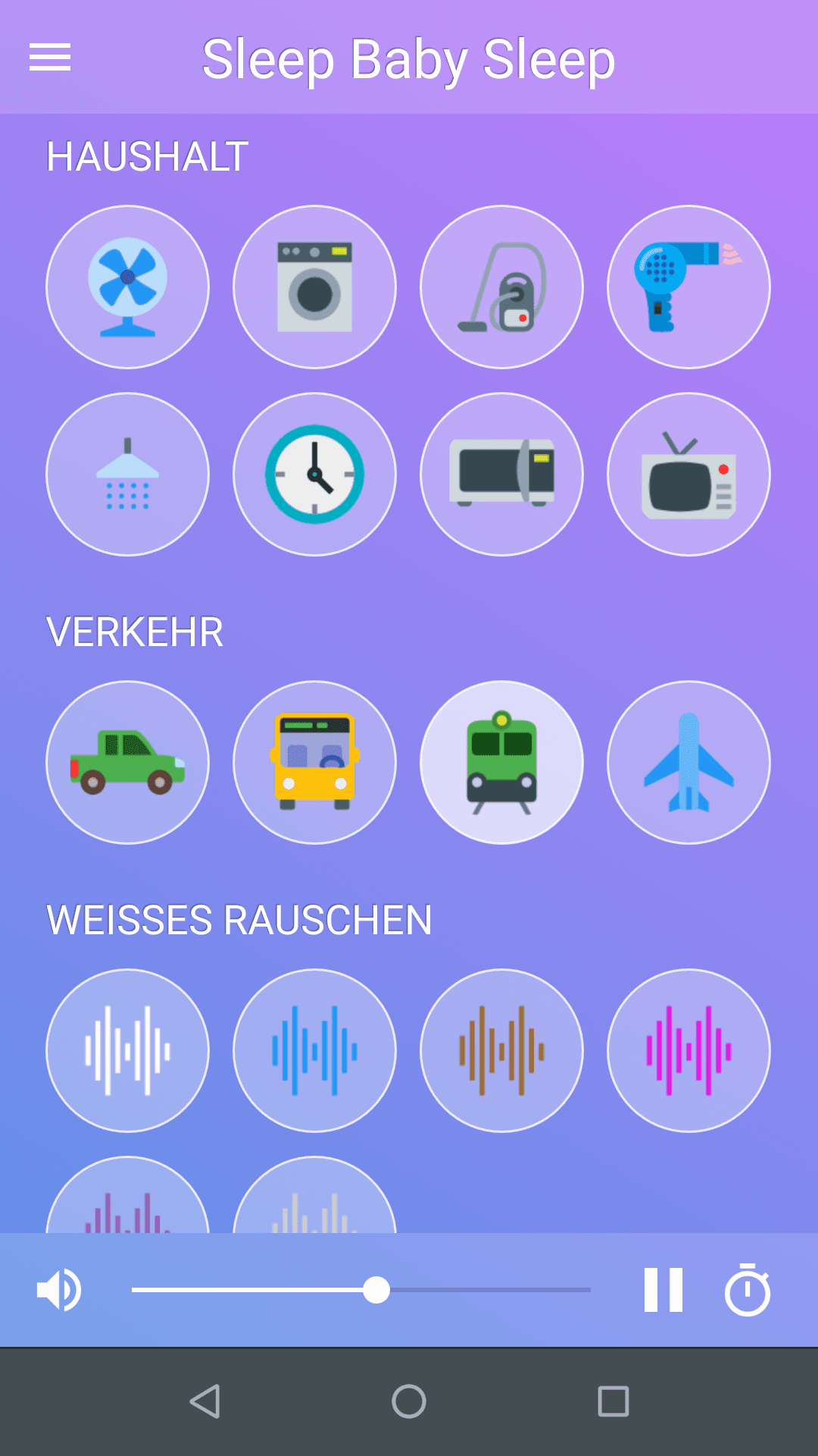 Sleep Baby Sleep white-noise screen on a phone